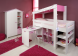 Roze halfhoogslaper Cottage met uitgeschoven bureau in een meisjeskamer