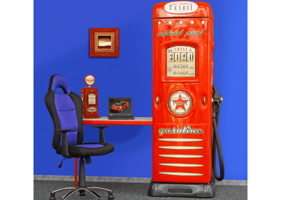 Benzinepomp kledingkast met bureau