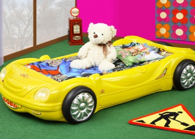 Uniek kinder autobed geel