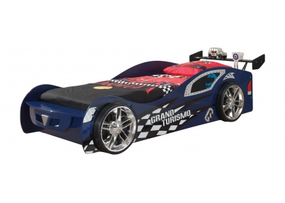 Raceautobed Grand Turismo blauw met chrome velgen
