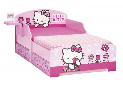  Hello Kitty meisjesbed in lichtroze, donkerroze en wit met schapje en lades 