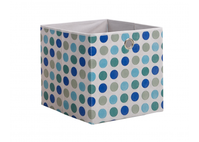 Opbergbox Fleck blauw met stippen in grijs, groen, lichtblauw en blauw