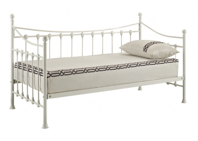 Brocante spijlenbed, bedbank Di Luca in wit