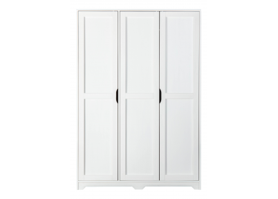 Massief grenen 3-deurs kledingkast Lodge wit