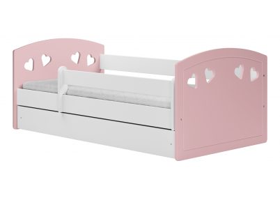 Kinderbed Julia roze is een tijdloos bed voor peuters en is inclusief lattenbodem, uitvalbeveiliging en opberglade