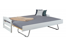 Slim tienerbed 'MacGyver' wit met staand uitschuifbaar bed