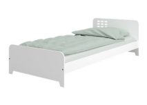 Tienerbed Locker 90x200 wit vanaf voeteneind opgemaakt bed