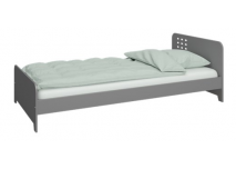 Tienerbed Locker 90x200 grijs opgemaakt bed