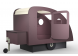Uniek en handgemaakt caravan bed in warm lila uitgevoerd