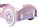 Detailfoto van het roze autobed Pippi met bloemetje in de wielen