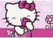 Detailfoto voeteneind Hello Kitty meidenbed in lichtroze, donkerroze en wit 