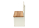 Zijaanzicht van het chique bankje Beech XL voor kinderen in klassiek wit met een naturel gelakte houten deksel