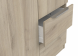 Detailfoto van de moderne handgreep van de 3-deurs kledingkast H-Line eik
