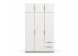 Vooraanzicht van de 6-deurs kledingkast T-Line wit met eiken zijpanelen
