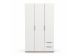 Vooraanzicht van de 3-deurs kledingkast H-Line wit met eiken zijpanelen