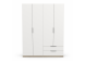 Vooraanzicht van de 4-deurs kledingkast H-Line wit met eiken zijpanelen