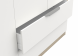 Detailfoto van de moderne handgreep van de 4-deurs kledingkast H-Line wit/eik
