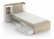 Tienerbed Living wit met geopende lade